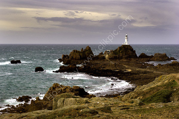 A day time photograph of Corbiere Lighthouse